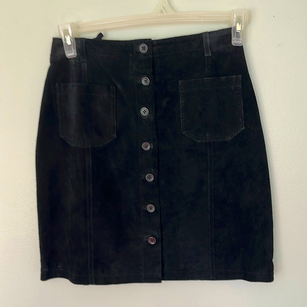 My Weekend Clothes black suede mini skirt